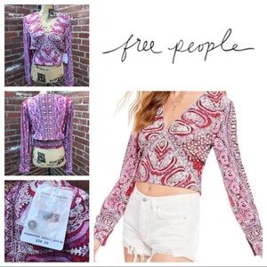 NWT Free People Wild & Free Blouse, Red / Pink